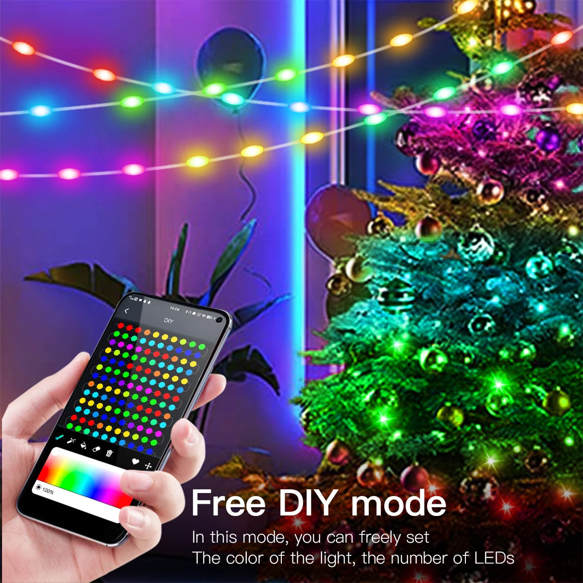 Programmable USB 5V LED Sting Lights WS2812 RGBIC Bluetooth APP Control Fairy Light DIY Room Garden Garland Christmas Tree Decor